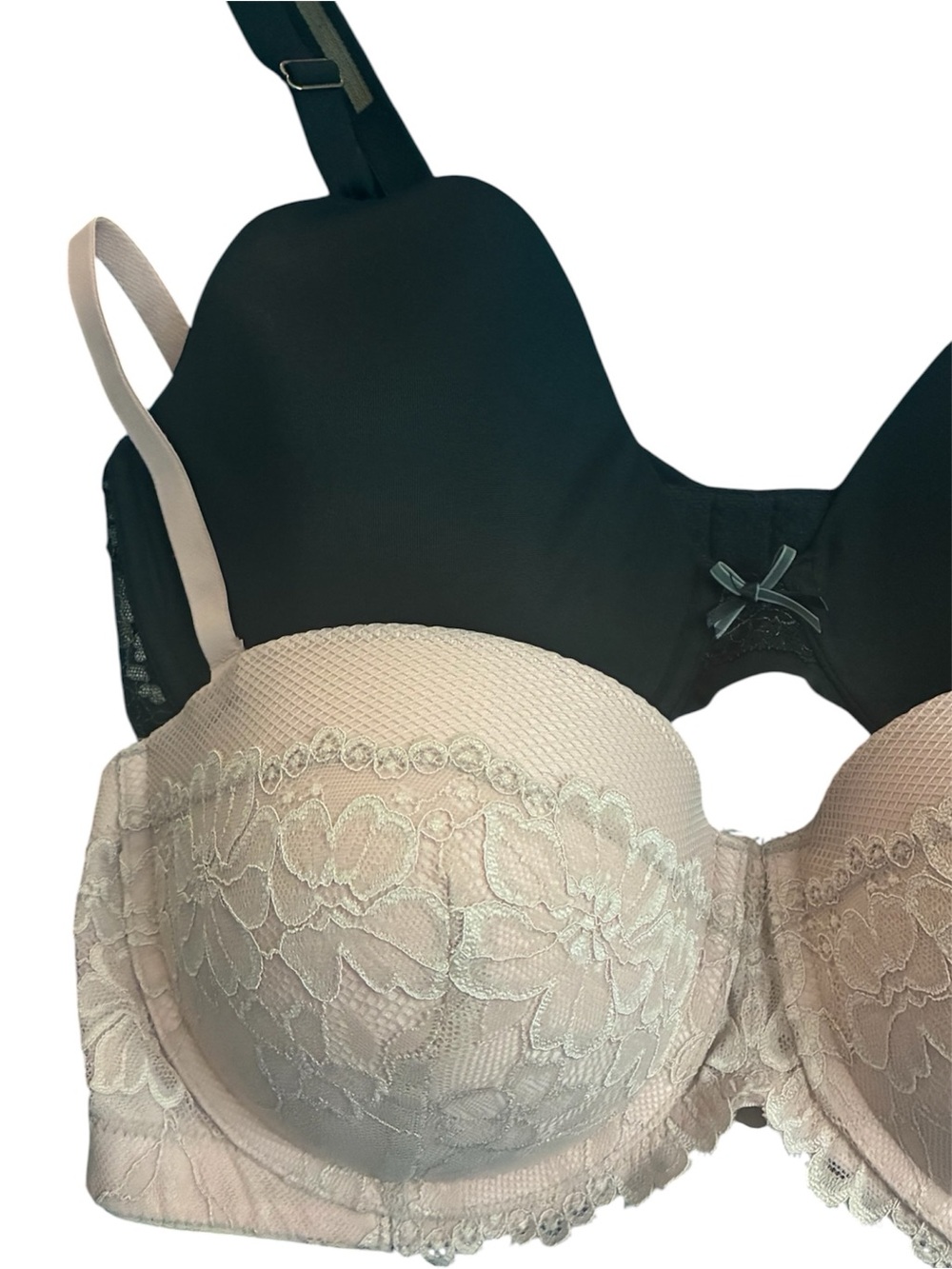 NWOT Maidenform Bra Lot 2 Pack 40C Beige Strapless Push-Up & Black Lace Demi Bra - Picture 4 of 11